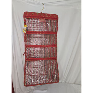 Vintage NWT MaggiB Hanging Travel Organizer Red Mosaic Quilted